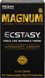 Magnum Ecstasy Large Size Condoms, Black Latex, Lubricated, 10-Count