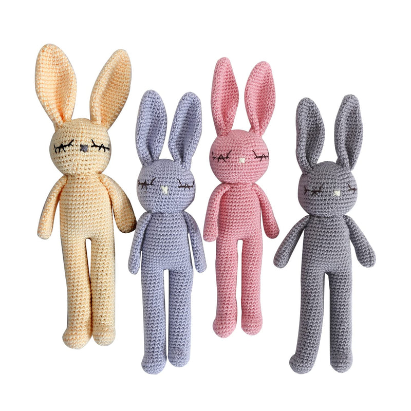Stuffed Animal Baby Bunny Rabbit Plush Knitted Doll Baby Sleep Toy Newborn (Pi
