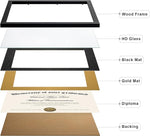11x14 Diploma Frame Certificate Degree Document Frame with High Definition Glass, 8.5 x 11 with Mat for Wall and Tabletop, Black, 2 Pack