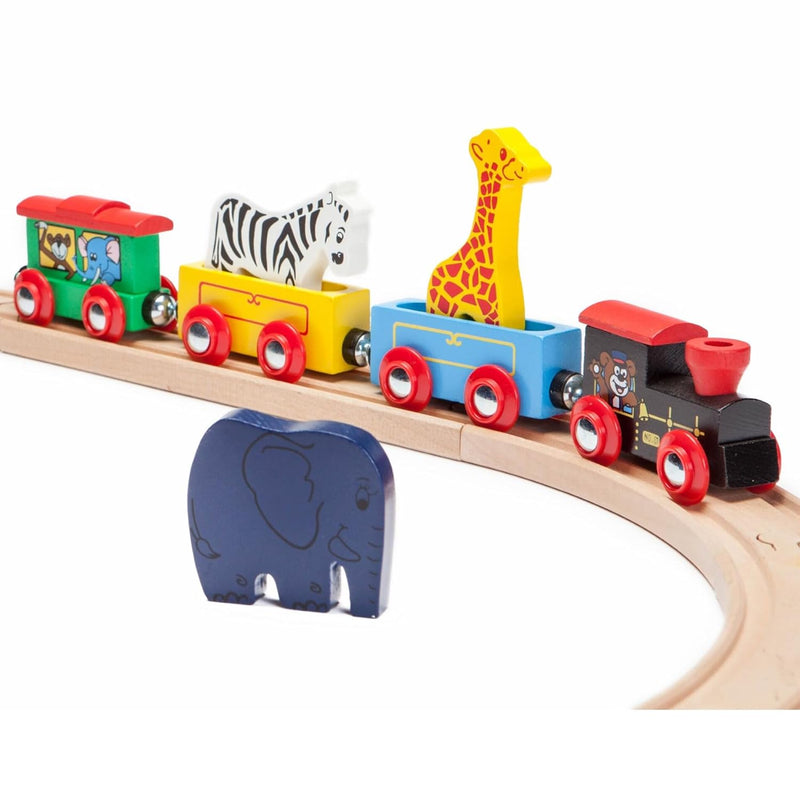 Inc. Kids Circus Train With Steam Engine, 2 Cars, Caboose, 3 Wooden Animals, N