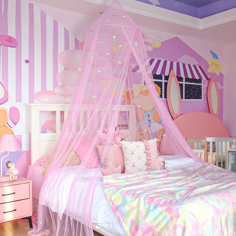 Bed Canopy For Girls, Princess Canopy With Glowing Stars, Nursery Decoration C