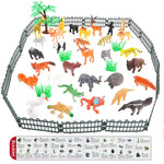 Animals Figure,54 Piece Mini Jungle Toys Set, Realistic Wild Vinyl Plastic Animal Learning Party Favors For Boys Girls Kids Toddlers Forest Small Playset Cupcake Topper