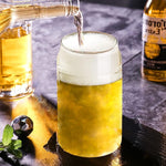 Drinking Glasses with Bamboo Lids and Glass Straw 2PCS Set, 16oz Glass Cups with Lids and Straws, Beer Glasses, Iced Coffee Glasses, Soda, Gift 1 Cleaning Brushes