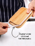 Butter Dish with Lid,Butter Dish for Countertop Metal Butter Keeper with Stainless Steel Multipurpose Butter Knife,Large Butter Container with Silicone Home Decor Kitchen Gift White