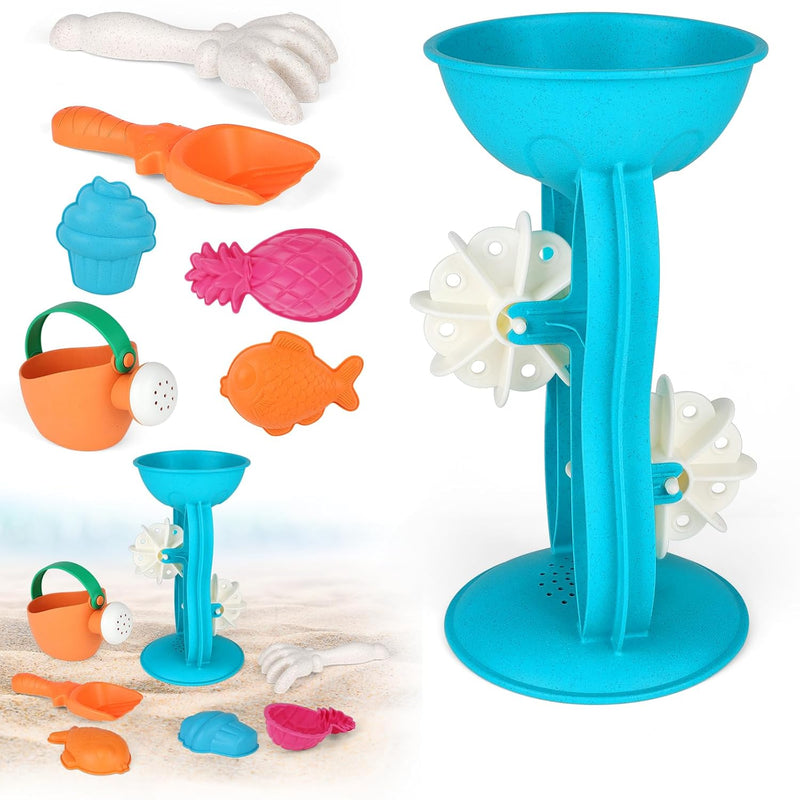 Kids Beach Sand Toys Set Wheat Straw Material Sand Water Wheel Beach Molds