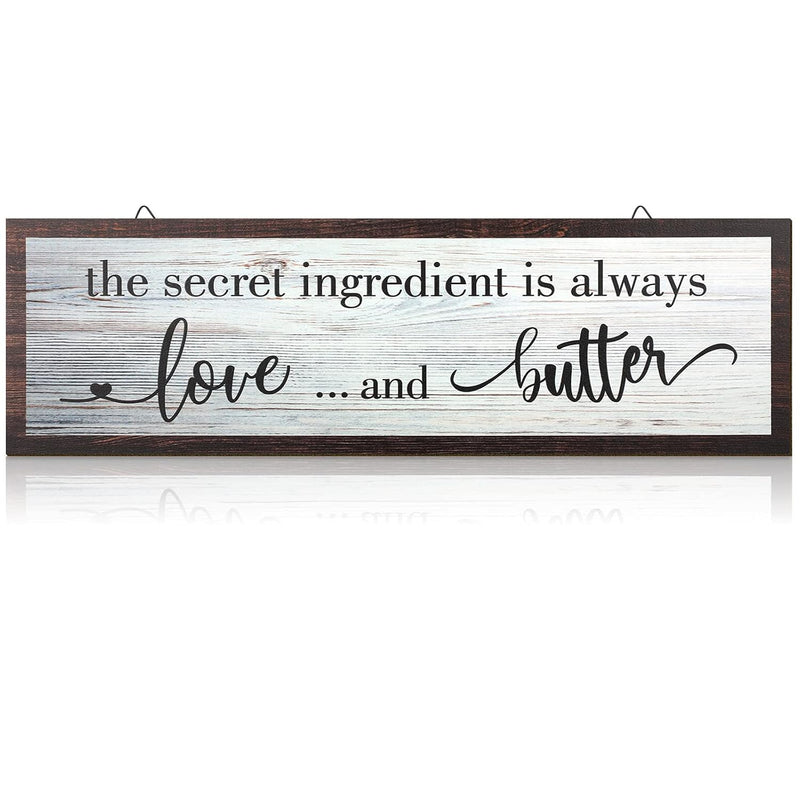 The Secret Ingredient Is Always Love And Butter Sign Funny Wood Kitchen Wall S