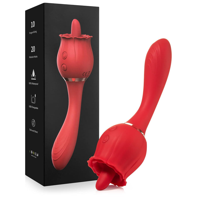 Rose Toy Vibrator For Women (9 Powerful Vibration & 9 Licking Modes) Vibrating Tongue Clitoral Licking Toy/Waterproof Adult Sex Toys