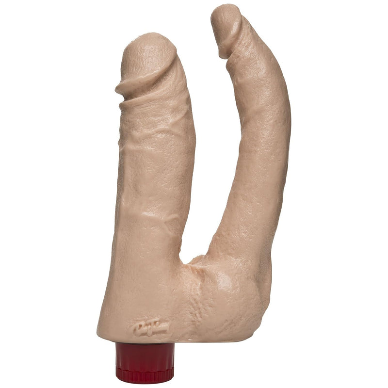 The Naturals - Vibrating Double Penetrator Dildo - Thick And Thin Dildo Attached At Balls - Made Of Body-Safe Pvc - Proudly Made In America - Dildo - White