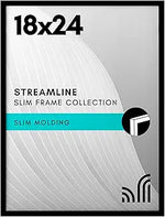 18x24 Poster Frame with Polished Plexiglass - Streamline Collection - Thin Border Picture Frame for Wall Display - Hanging Hardware Included - Black