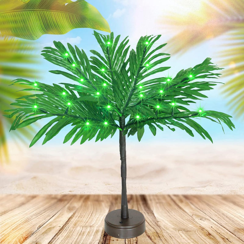 23In Lighted Palm Tree Table Decor, Tropical Artificial Palm Tree Lights Branc