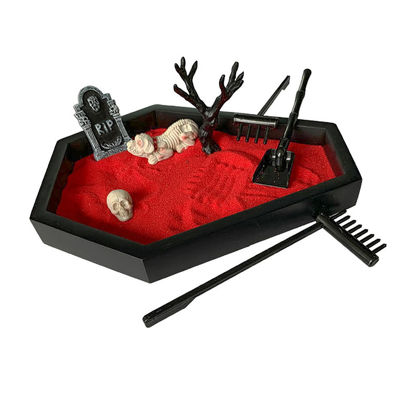Halloween Office Decorations Coffin Zen Garden Kit For Desk Gothic Decor