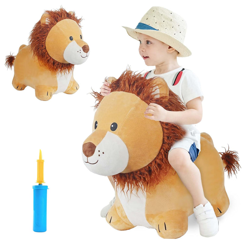 iPlay, iLearn Bouncy Pals Lion Hopper Toy, Toddler Plush Bouncing Animal, I