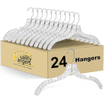 Clear Plastic Hangers 24 Pack - Crystal Cut Hangers for Clothes - Invisible Dress Hangers for Suits - Heavy Duty Hangers - Nonslip Coat and Shirt Hangers, 17" inch