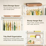 E1 Heavy Duty Closet Garment Rack, 6 Tiers Adjustable Metal Freestanding Expandable Clothing Storage with 4 Hanger Rods, Easy to Assemble Wardrobe, 71.2" H x (69.6" - 86.6") L x 14" D, White