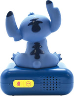 Disney Stitch, Stitch Nightlight Alarm Clock, Sounds and Melodies, LCD Backlit Screen, Luminous, Snooze, Blue