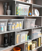 6-Pack Clear 7 Quart Storage Latch Box/Bins, Plastic Stackable Latching Box with Brown Handle and Lid, Multi-Purpose, 7 Litre