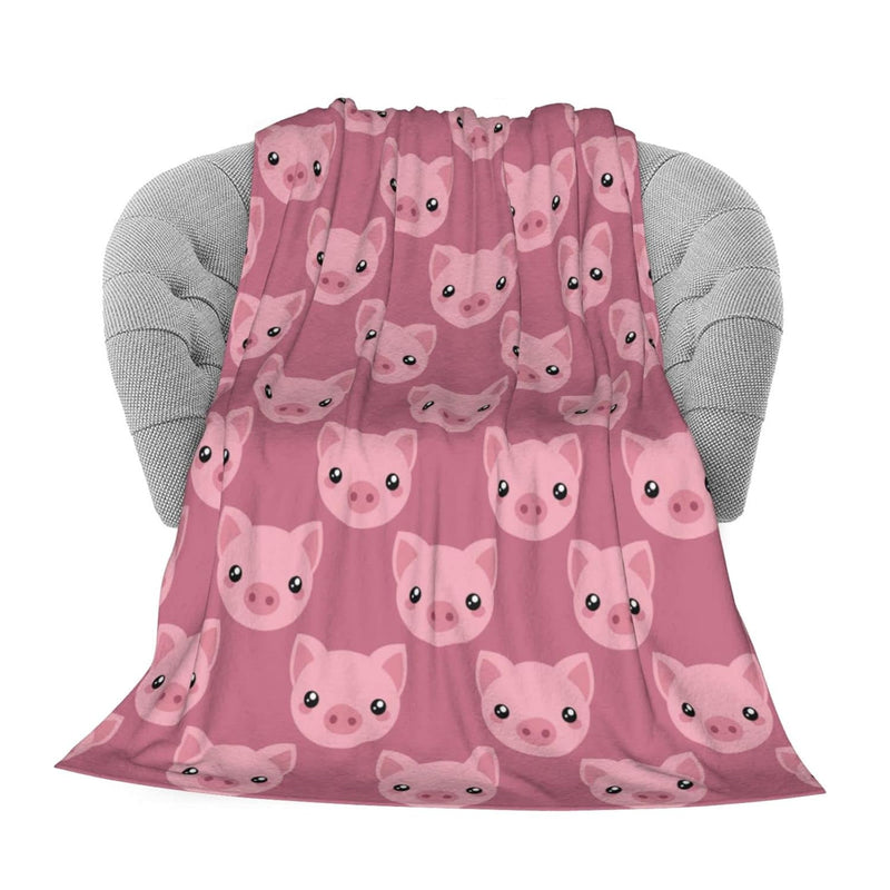 Pig Pink Throw Blanket For Couch - 60"X50" Fleece Blanket Super Soft Flannel B