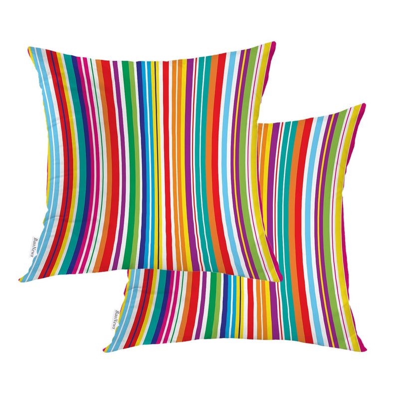 Etro Multicolor Stripes Throw Pillow Covers,Colorful Stripes Bright Stylish Cu