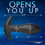 Thunderplugs Sliding Ring Silicone Butt Plug With Remote For Women, Men & Couples. Sliding Feature, Rumbling Vibration, Splashproof Silicone, Rechargeable Vibrator Toy. 2 Piece Set, Black
