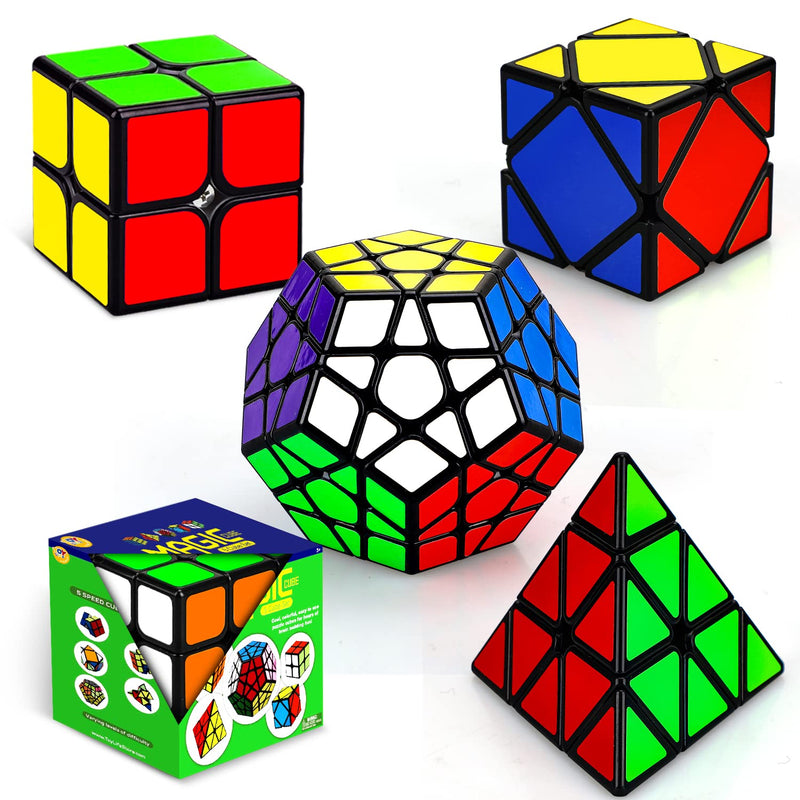 Speed Cube Set 5 Pack Magic Cube Includes Speed Cubes 3X3, 2X2 Speed Cube,