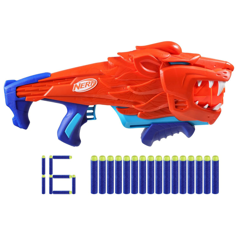 NERF Wild Lionfury, Easy Play Dart Blaster, 16 Nerf Elite Darts, Nerf Blast