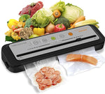 Vacuum Sealer Machine, MEGAWISE Food Sealer w/Starter Kit, Dry & Moist Food Modes, Compact Design with 10 Vacuum Bags & Bulit-in Cutter(Grey)