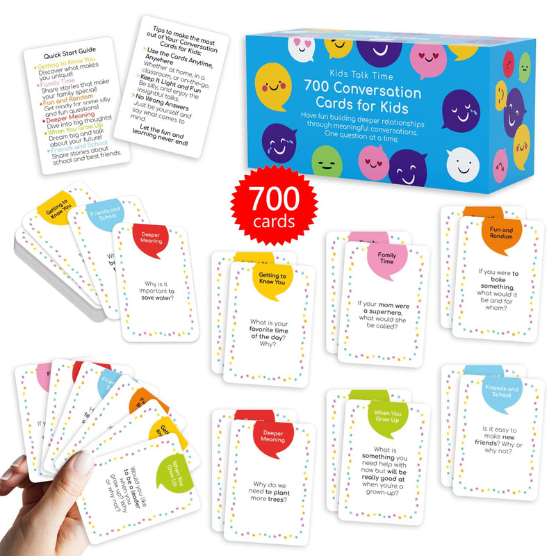 700 Conversation Cards For Kids, Fun Kids Conversation Starter Cards For Ki