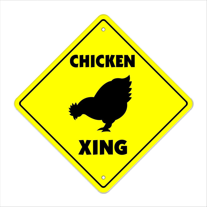 Chicken Crossing Sign Zone Xing | Indoor/Outdoor | 12" Tall Plastic Sign Ranch