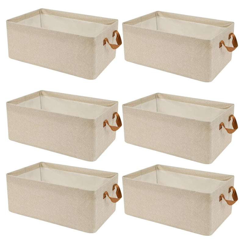 6 Pack Collapsible Large Clothing Storage Bins For Closet With Metal Frame Folda