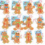 12 Pack Foam Gingerbread Man Craft Kits with Self-Adhesive Stickers