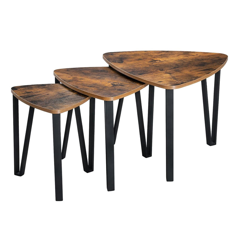 Industrial Nesting Coffee Table, Set Of 3 End Tables For Living Room, Stacking