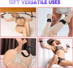 10-Piece BDSM Bondage Kit – Adjustable Bed Restraints, Wrist & Thigh Cuffs, Whip, Eye Mask