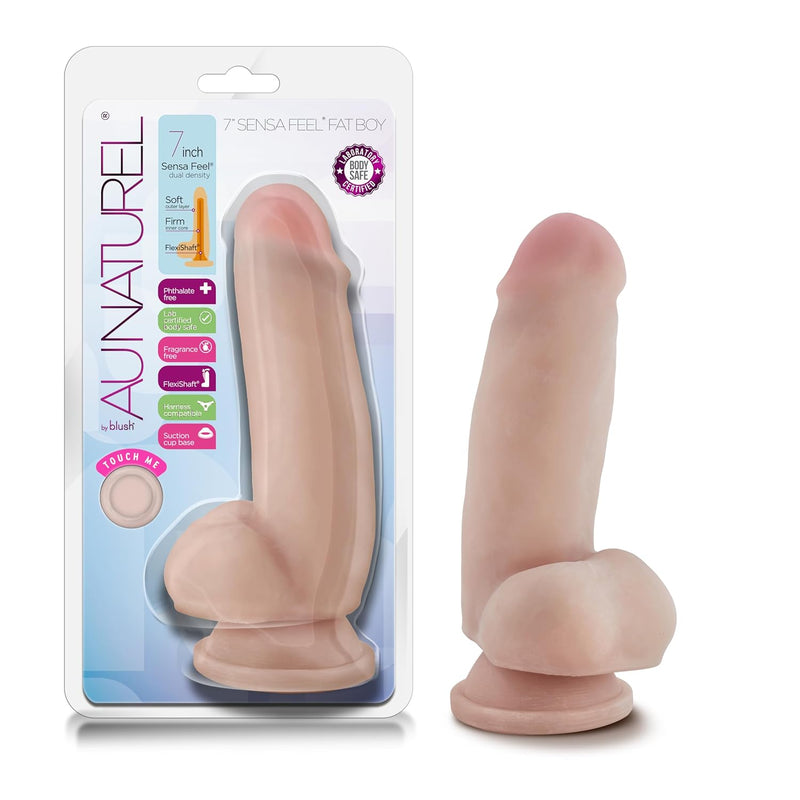 7.5" Realistic Dual Density Flexi Shaft Dildo - Sensa Feel - Powerful Suction Cup - Harness Compatible - Sex Toy For Adults - Beige