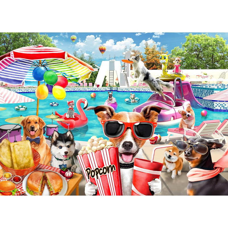 Jigsaw Puzzles 1000 Pieces For Adults, Fun At The Amusement Park Dog Puzzle