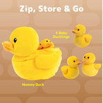 PREXTEX Plush Duck Toys Stuffed Animal with 5 Ducks Baby Stuffed Animals - Big Duck Zippers 5 Little Plush Baby Ducklings - Duck Plush Toys for Kids 3-5 - Duck and Duckling Toy - Gift for Duck Lovers