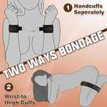 BDSM Restraint Kit with Wrist to Thigh Cuffs, Blindfold, Ball Gag & Bondage Gear