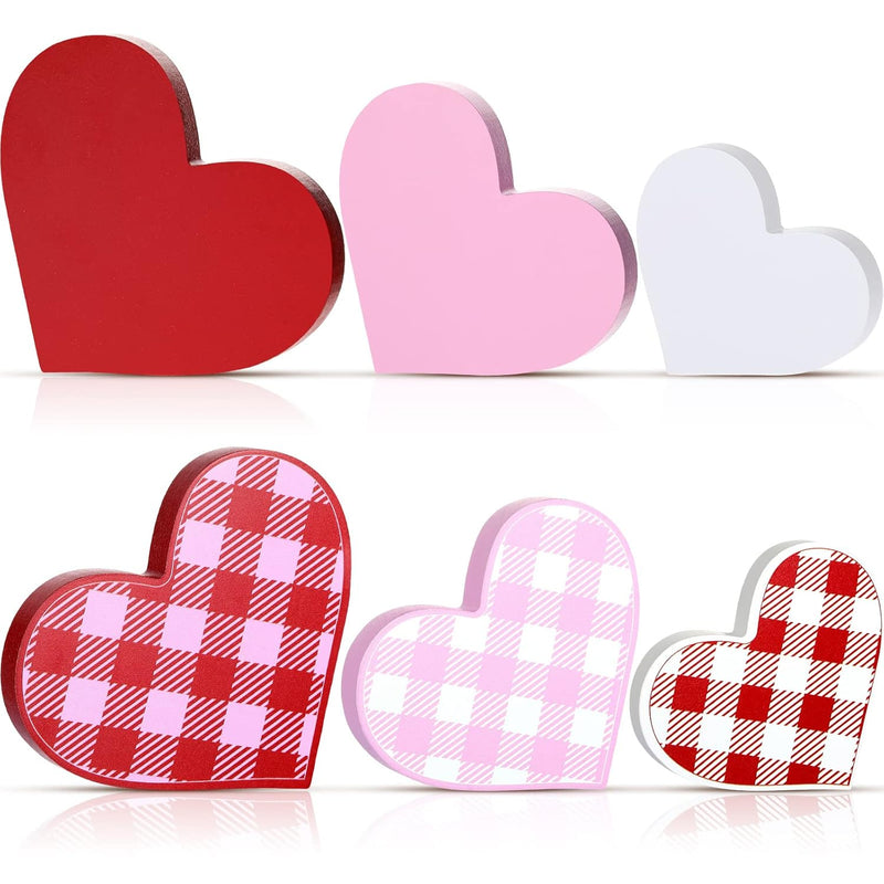 3 Pieces Valentine'S Day Heart Wood Sign Reversible Heart Tray Decor Love Hear