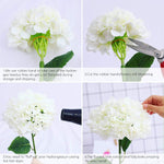 5PCS 15.4In Artificial Hydrangea Silk Flowers Bouquet Faux Hydrangea Stems for Wedding Centerpieces Home Decor (White, 5)