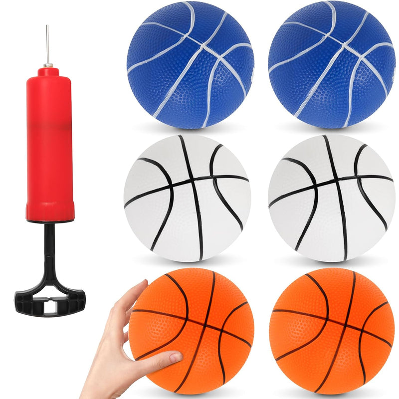 M SANMERSEN Mini Basketballs, 6 Pack 6.3" Basketball Set with Pump, Durable