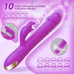 Thrusting Dildo Vibrators Adult Toys For Women - Sex Toys Dildos G Spot Rabbit Vibrator With 3 Thrust And 10 Vibrate Modes, Silicone Clitoral Stimulator Sex Toy For Solo And Couples - Purple