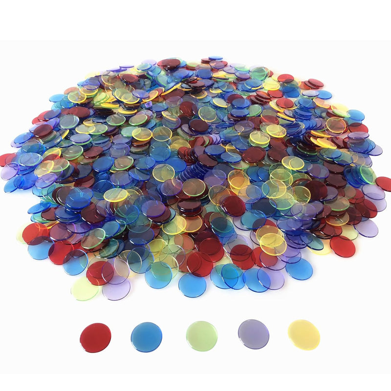 1000 Bingo Chips Markers Tokens - Plastic Discs Chip Counters for Bingo Gam