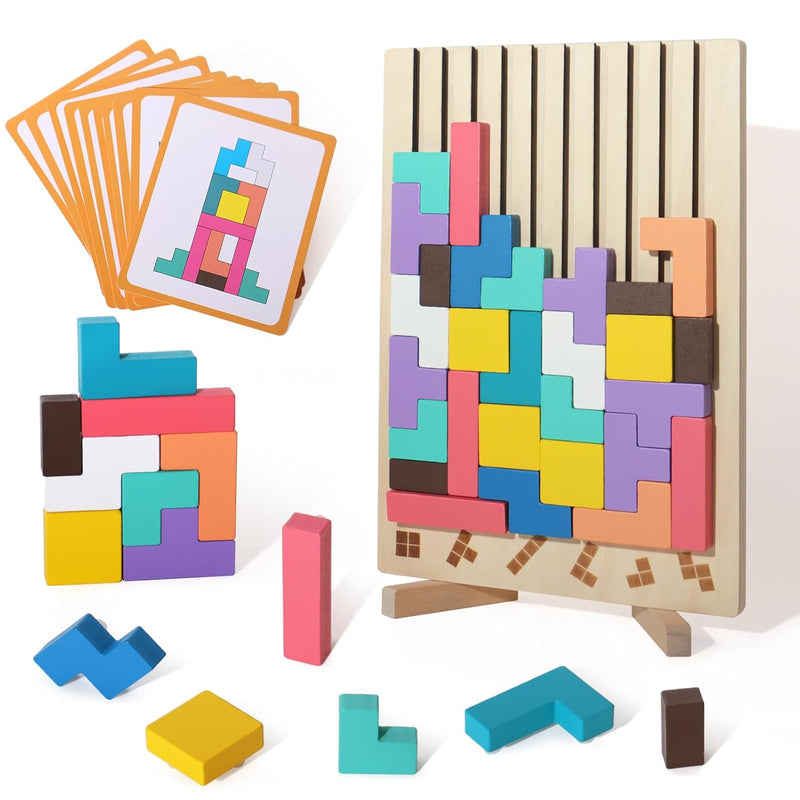 Wooden Blocks Puzzle Brain Teasers Toy Tangram Jigsaw Puzzle Intelligence C
