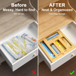 Bamboo Food Storage Bags Container Organizer with Slider, Kitchen Plastic Bags Storage Compatible with Gallon, Quart, Sandwich & Snack Variety Size Bags