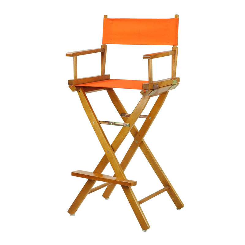 30" Director'S Chair Honey Oak Frame-With Tangerine Canvas, Bar Height