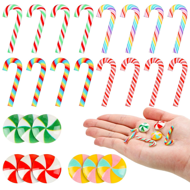 120 Pcs Mini Christmas Candy Cane Peppermint Ornaments Xmas Rainbow Fake Candy