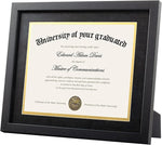 11x14 Diploma Frame Certificate Degree Document Frame with High Definition Glass, 8.5 x 11 with Mat for Wall and Tabletop, Black, 2 Pack