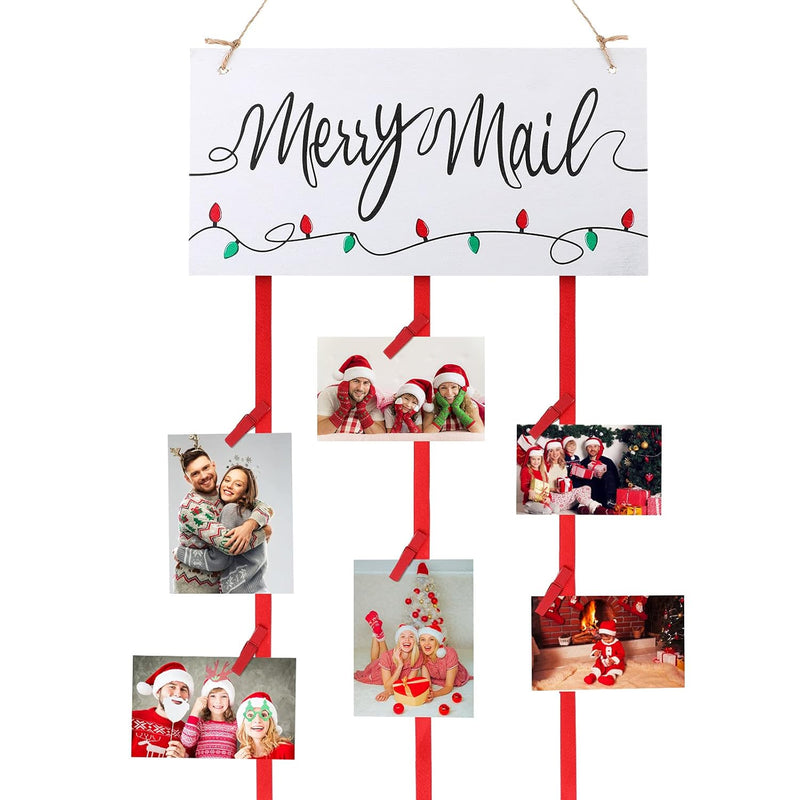 Christmas Hanging Wood Picture Holder Merry Mail Christmas Hanging Picture Hol