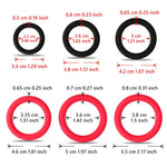 Adult Sex Toys Male Silicone Cock Glans Penis Rings Men Delay Ejaculation, Set Of 6 Multi Sizes (Black Red)