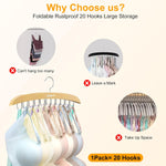 Bra Hanger for Closet, 20 Hooks Capacity Tank Top Hanger Premium Wooden Closet Foldable Metal Hooks Camisole Organizer for Hangers Space Saving, 360°Rotating, Closet Organizers and Storage-2 Pack