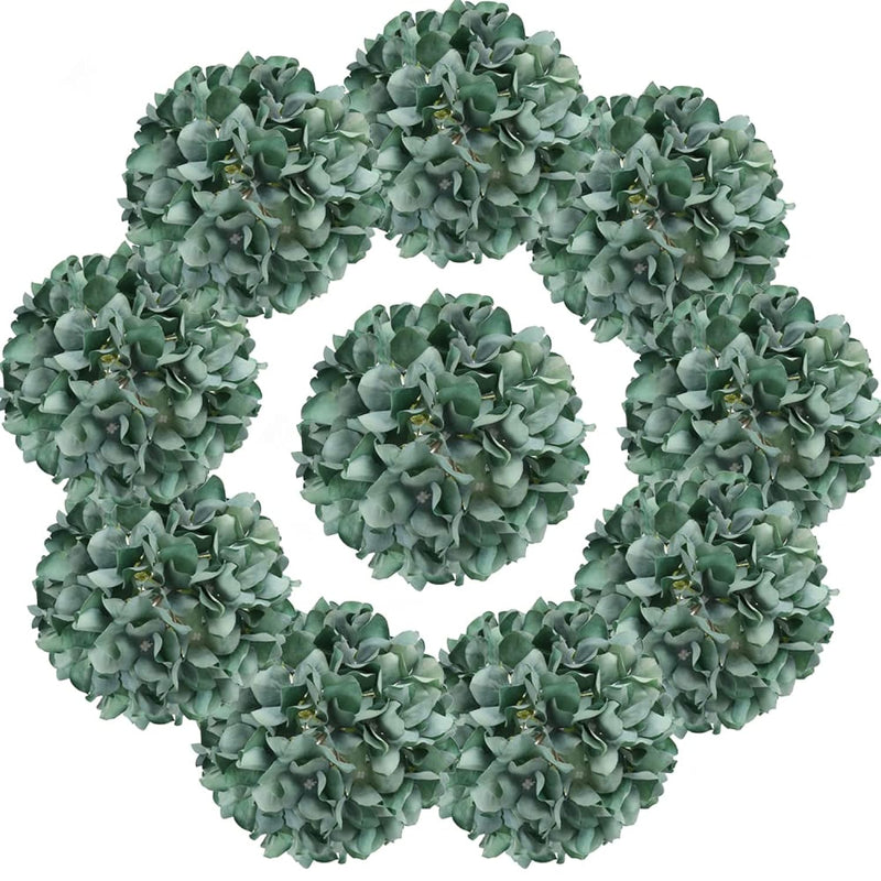 Hydrangea Artificial Flowers 10Pcs Vintage Mint Green Hydrangea Silk Flowers G